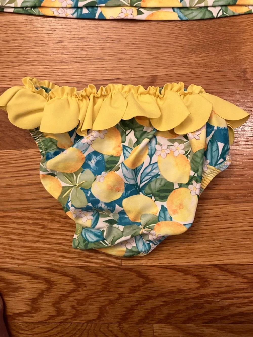 Girls Mayoral 12 month baby/toddler Yellow Lemon Floral Ruffle Tankini Set